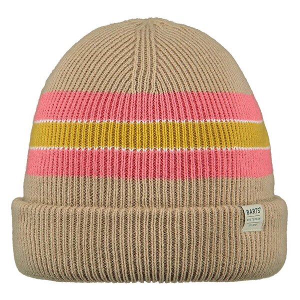 BARTS Girls Beanie - Melona Beanie, Cap, Stripes, Logo  Brown / Pink / Yellow 53-55
