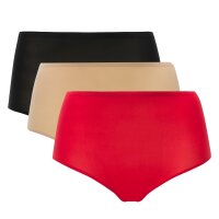 Chantelle Damen Taillen-Slip 3er Pack - SoftStretch, nahtlos, Baumwolle, Einheitsgröße Schwarz/Nude/Rot 36-44