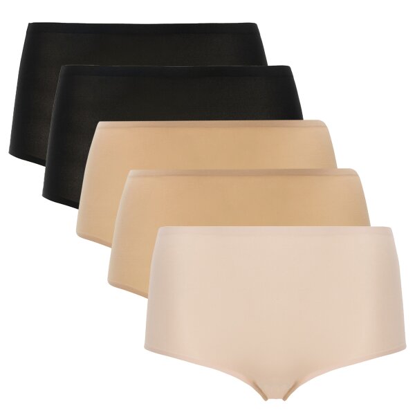 Chantelle Ladies Waist Briefs Pack of 5 - Softstretch, seamless, Cotton, One Size Black/Nude/Creme 36-44