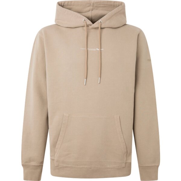 Pepe Jeans Mens Hoodie - DAVID HOODIE, Sweater, Cotton, Hood, Logo, solid color Beige 2XL (XX-Large)