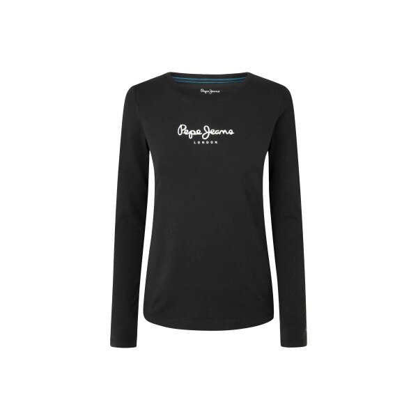 Pepe Jeans Damen Longsleeve - NEW VERGINIA LS, Rundhals, Langarm, Baumwolle, Logo, einfarbig