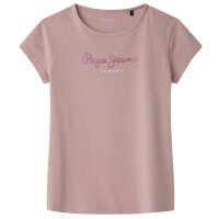 Pepe Jeans Mädchen T-Shirt - HANA GLITTER, Baumwolle, Rundhals, Kurzarm, Glitzer, Logo, einfarbig Rosa 188