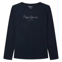 Pepe Jeans Mädchen Langarmshirt - HANA GLITTER LS, Baumwolle, Rundhals, Glitzer, Logo, einfarbig