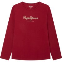 Pepe Jeans Mädchen Langarmshirt - HANA GLITTER LS, Baumwolle, Rundhals, Glitzer, Logo, einfarbig