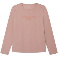 Pepe Jeans Mädchen Langarmshirt - HANA GLITTER LS, Baumwolle, Rundhals, Glitzer, Logo, einfarbig