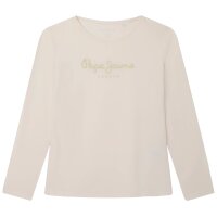 Pepe Jeans Mädchen Langarmshirt - HANA GLITTER LS, Baumwolle, Rundhals, Glitzer, Logo, einfarbig