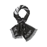 JOOP! mens scarf - Feris, woven scarf, cornflower, logo, bicolour, approx. 180 x 60 cm Black