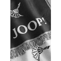 JOOP! mens scarf - Feris, woven scarf, cornflower, logo, bicolour, approx. 180 x 60 cm Black