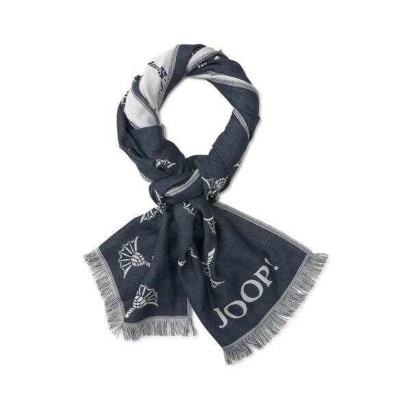 JOOP! mens scarf - Feris, woven scarf, cornflower, logo, bicolour, approx. 180 x 60 cm Blue