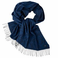 JOOP! mens scarf - fringes, logo allover, bicolour, cotton mix