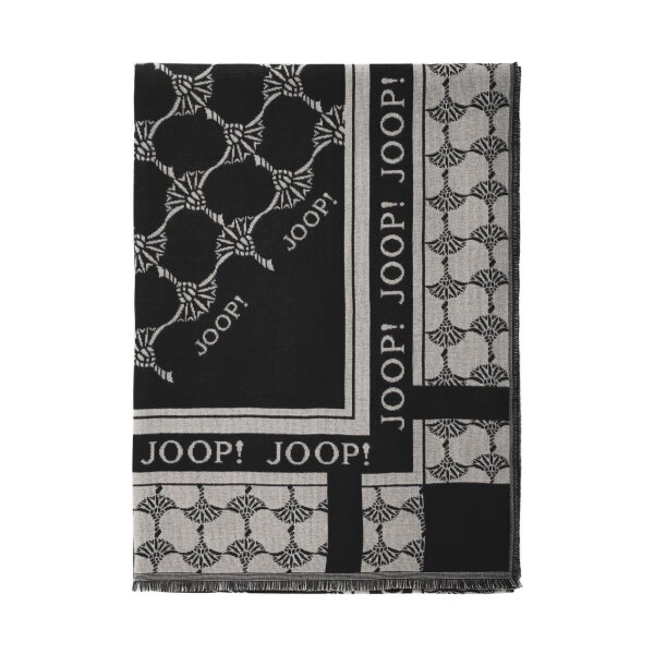 JOOP! Damen Schal - Webschal, Cornflower, Logo, Jacquard, Bicolor Schwarz
