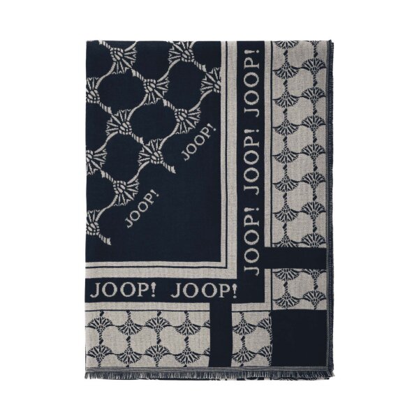 JOOP! Ladies Scarf - Woven Scarf, Cornflower, Logo, Jacquard, Bicolour Blue
