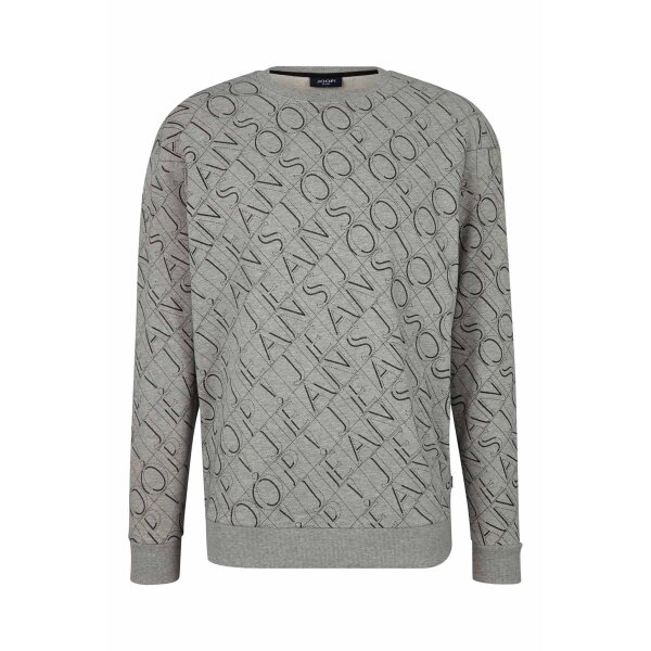JOOP! JEANS Herren Sweatshirt - Sweater, Rundhals, Logo-Allover, Baumwolle Grau 2XL
