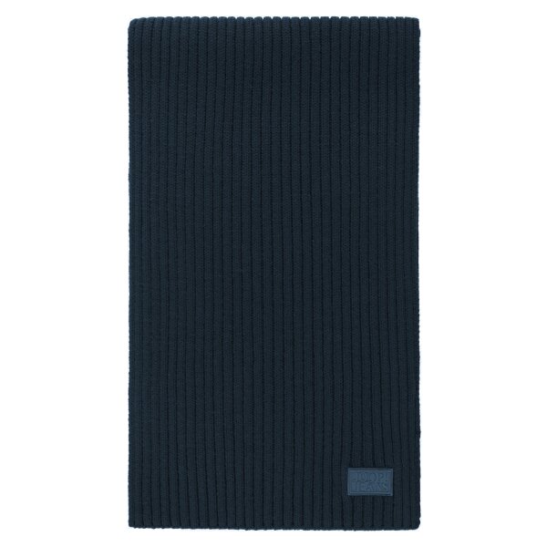 JOOP! JEANS mens scarf - Francis, knitted scarf, rib, wool mix, uni Blue