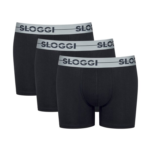 Sloggi Herren Boxershorts, 3er Pack - Unterwäsche, Short, Baumwolle, Logo, einfarbig