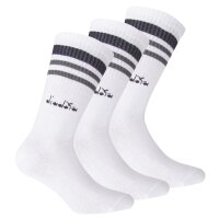 Diadora Unisex Tennissocken - 3er Pack, Logo, Streifen Weiß 35-38