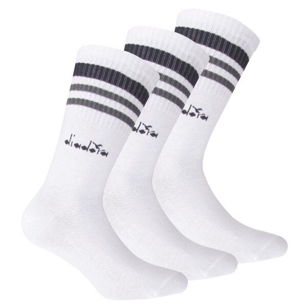 Diadora Unisex Tennis Socks - 3 Pack, Logo, Stripes White 39-42