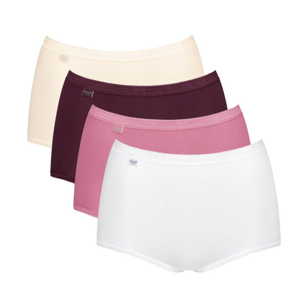 Sloggi Womens Maxi Briefs, 4-Pack - Basic+ Mixi C4P, Underwear, Cotton, Lace, Logo, solid color