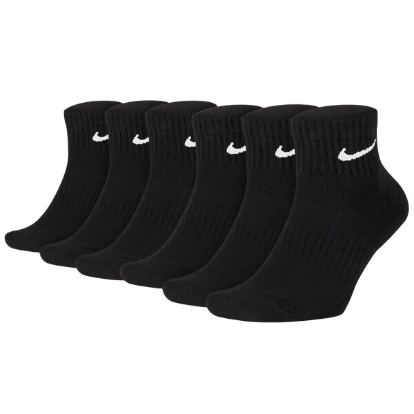 NIKE Unisex 6-Pack Sports Socks - Everyday, Cotton Cushioned Ankle, unicoloured Black 34-38
