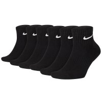 NIKE Unisex 6-Pack Sports Socks - Everyday, Cotton Cushioned Ankle, unicoloured Black 34-38
