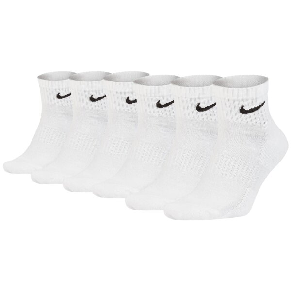 NIKE Unisex 6er Pack Sportsocken - Everyday, Cotton Cushioned Ankle, einfarbig Weiß 38-42