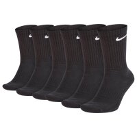 NIKE Unisex 6-Pack Sports Socks - Everyday, Cotton Cushioned Crew, unicoloured Black 34-38