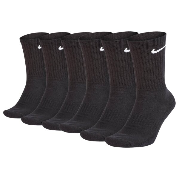NIKE Unisex 6er Pack Sportsocken - Everyday, Cotton Cushioned Crew, einfarbig Schwarz 46-50