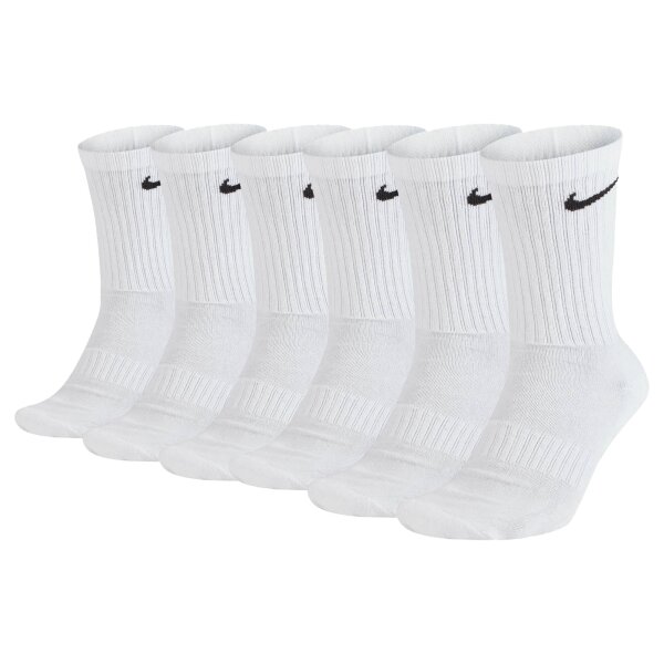 NIKE Unisex 6er Pack Sportsocken - Everyday, Cotton Cushioned Crew, einfarbig Weiß 42-46