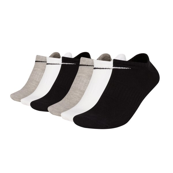 NIKE Unisex 6-Pack Sneaker Sports Socks - Everyday, Lightweight No Show, unicoloured White/Black/Grey 34-38 (UK 2-5)