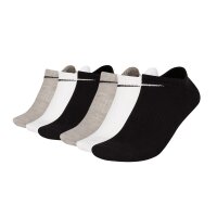 NIKE Unisex 6-Pack Sneaker Sports Socks - Everyday, Lightweight No Show, unicoloured White/Black/Grey 34-38 (UK 2-5)