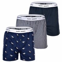 Happy Shorts Mens woven boxer shorts, pack of 3 – American style, cotton, patterned Bird XL (X-Large)