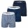 Happy Shorts Mens woven boxer shorts, pack of 3 – American style, cotton, patterned Blue Pattern XL (X-Large)