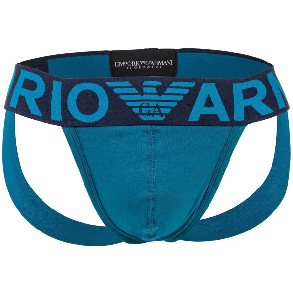 EMPORIO ARMANI Herren Jockstrap - Jock, Tanga Slip, Stretch Cotton, Megalogo Petrol XL