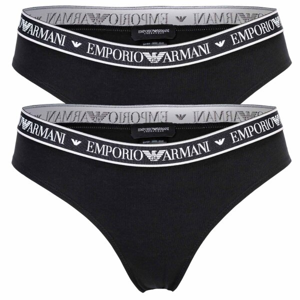 Emporio Armani Damen Slip, 2er Pack - BI-PACK BRIEF, Cotton Stretch, Iconic Logoband