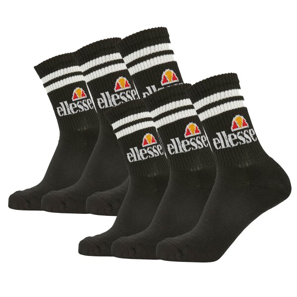 ellesse unisex sport socks PULLO, 3 pairs - tennis socks, crew socks, logo Black 43-46,5 (UK 9-11.5)