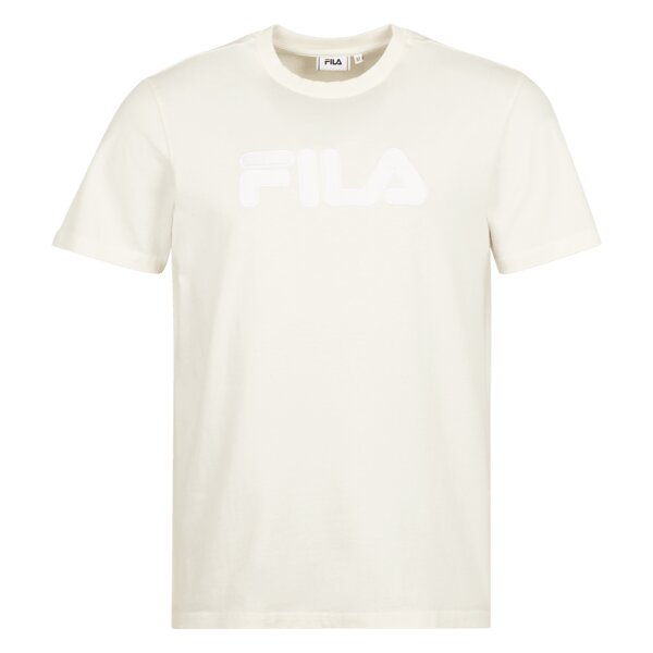 FILA Mens T-Shirt BUEK - Round neck, Short sleeve, Cotton, Jersey, Logo Embroidery Ecru M (Medium)