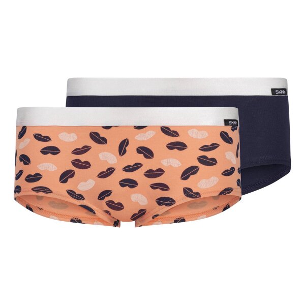 SKINY Girls Briefs, Pack of 2 - Panties, Cotton Stretch Black/Orange 164 (12-13 years)