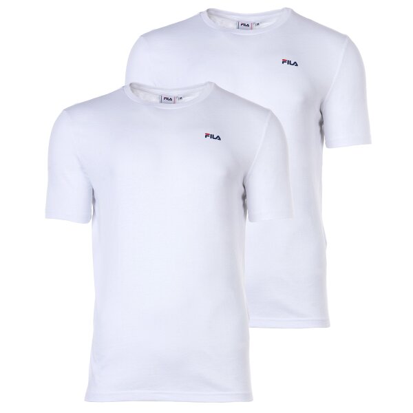 FILA Herren T-Shirt, 2er Pack - BROD Tee, Rundhals, Kurzarm, Logo Weiß M