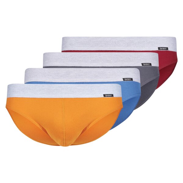 SKINY Mens Brasil Briefs, 4 Pack - Underwear, Underpants, Cotton, Logo, Solid Color