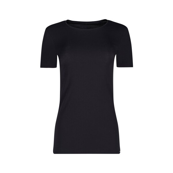 SKINY Damen Shirt - T-Shirt, Baumwolle, Rundhalsausschnitt, Kurzarm, einfarbig Schwarz 36