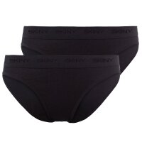 SKINY Damen Rio Slip, 2er Pack - Unterwäsche, Unterhose, Baumwolle, Logobund, Feinripp, einfarbig