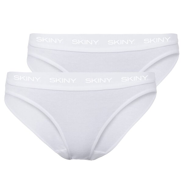 SKINY Ladies Rio Briefs, 2-pack - Underwear, Underpants, Cotton, Logo Waistband, Fine Rib, Unicoloured White 42