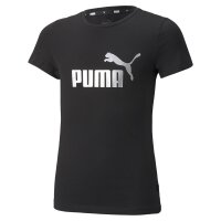 PUMA Girls T-Shirt - ESS+ Metallic LOGO TEE, Round neck, Short sleeve, Plain