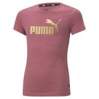 PUMA Girls T-Shirt - ESS+ Metallic LOGO TEE, Round neck, Short sleeve, Plain