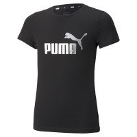 PUMA Mädchen T-Shirt - ESS+ Metallic LOGO TEE, Rundhals, Kurzarm, uni Schwarz 104