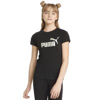 PUMA Mädchen T-Shirt - ESS+ Metallic LOGO TEE, Rundhals, Kurzarm, uni Schwarz 104