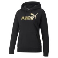 PUMA Damen Pullover - ESS+ Metallic Logo Hoodie, Rundhals, Langarm, Kapuze, uni