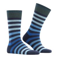 Burlington Herren Socken - Blackpool, Baumwolle, Streifen, Logo, One Size Dunkelblau/Hellblau
