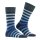 Burlington Mens Socks - Blackpool, Cotton, Stripe, Logo, One Size Dark blue/light blue