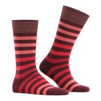 Burlington Mens Socks - Blackpool, Cotton, Stripe, Logo, One Size Bordeaux/Red